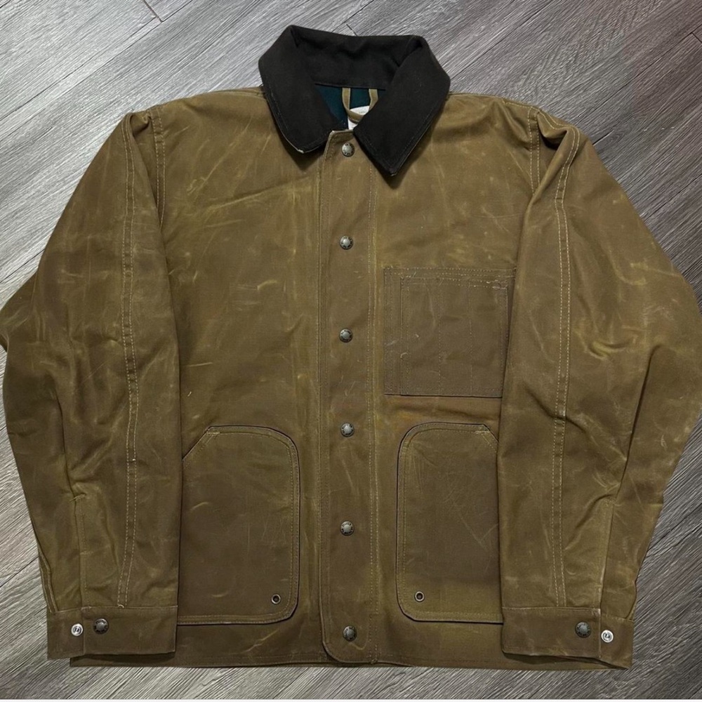 Filson Dark Tan Waxed Tin Cloth Chore Jacket Made in USA ( Medium)